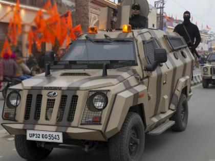 Security of Ayodhya; Mahindra's 'Made in India' bulletproof vehicle is deployed everywhere | अयोध्येची सुरक्षा; काना-कोपऱ्यात Mahindra चे 'मेड इन इंडिया' बुलेटप्रूफ वाहन तैनात