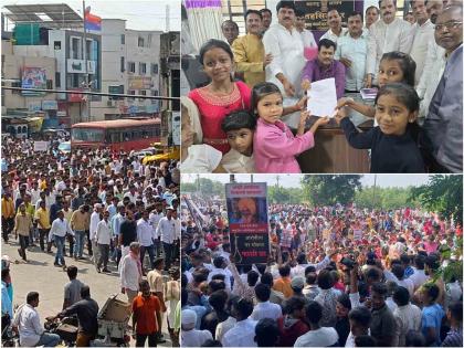 Huge march in majalgaon against child abuse in school; Demand to hang the rape accused teacher | चिमुकलीवरील अत्याचाराविरोधात माजलगावकर उतरले रस्त्यावर; आरोपीस फाशी देण्याची मागणी