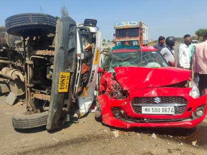 Tempo-car meets with fatal accident at Vadajal Satara | Satara News: वडजल येथे टेम्पो-कारला भीषण अपघात, सुदैवाने जिवितहानी टळली