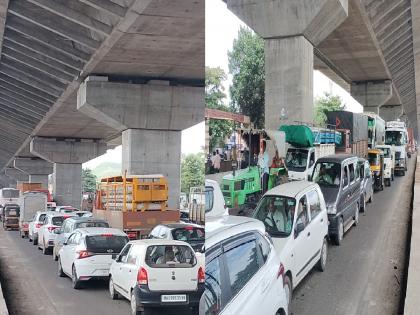 Traffic jam on the highway in Malkapur all day due to consecutive holidays | Satara: सलग सुट्ट्यांमुळे मलकापुरात महामार्गावर वाहतूक कोंडी, रुग्णवाहिकांना फटका Traffic jam on the highway in Malkapur all day due to consecutive holidays | Satara: सलग सुट्ट्यांमुळे मलकापुरात महामार्गावर वाहतूक कोंडी, रुग्णवाहिकांना फटका