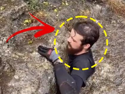 man swallowed in tiny hole on earth bizarre video goes viral on social media | अन् पाहाता पाहता जमिनीत गेला माणूस, Viral Video पाहुन उडतोय नेटकऱ्यांचा थरकाप