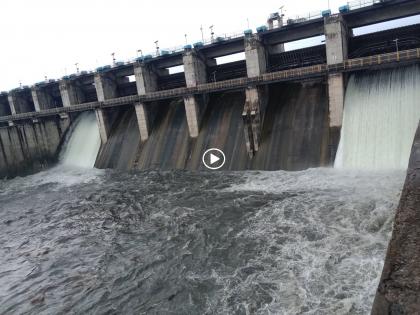 Manjara Dam overflows, concerns of three districts resolved; Opening two doors and starting the dissolution | मांजरा धरण ओव्हर फ्लो, तीन जिल्ह्याची चिंता मिटली; दोन दरवाजे उघडून विसर्ग सुरू