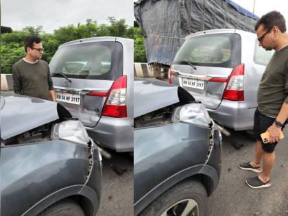 marathi actor mangesh desai car accident in vashi | '..त्याला उपचारासाठी रुग्णालयात नेलं आहे'; अभिनेता मंगेश देसाईच्या गाडीचा भीषण अपघात