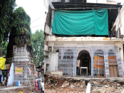 Nagpur | Due to the widening of Kelibaug Road, the historic Riddhi-Siddhi Ganesha Temple and Muralidhar Temple of Nagpur is in view again | दुकानांच्या विळख्यात हरवली होती मंदिरे; रस्ता रुंदीकरणामुळे ऐतिहासिक वैभव पुन्हा दृष्टिक्षेपात!