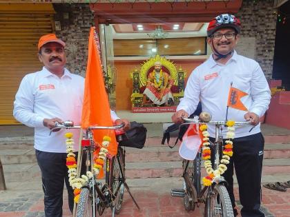 Solapur: Cycle ride of Mangalvedha youth for Manoj Jarange Patil's meeting | Solapur: जरांगे पाटील यांच्या सभेसाठी मंगळवेढयाच्या तरुणांची सायकल स्वारी 