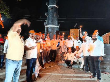 Maratha Reservation: Candle march in Kherade Vita village to support Manoj Jarange's movement | मनोज जरांगेच्या आंदोलनाला पाठिंबा देण्यासाठी खेराडे विटा गावात कॅन्डल मार्च