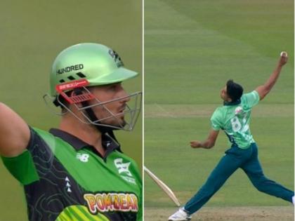  Marcus Stoinis seemingly accuses Mohammad Hasnain of chucking during the match, video goes viral  | Marcus Stoinis:पाकिस्तानी गोलंदाज फेकी; मार्कस स्टॉयनिसने घेतला आक्षेप, Video Viral 