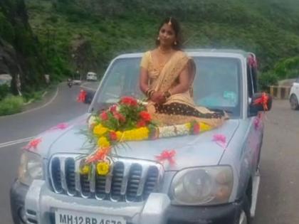 new bride Sitting directly on the bonnet of the car in the wedding tent | चर्चा तर होणारच! थेट गाडीच्या बोनेटवर बसून 'नवरी' पोहोचली लग्नमंडपात, व्हिडीओ व्हायरल