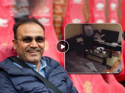 video hamaare yahan pataakhe phod rahe hain aur aap tv virender sehwag on pakistan after losing vs india | Video - भारताकडून पराभव झाल्यावर पाकिस्तानच्या चाहत्याने फोडला TV, सेहवागने घेतली फिरकी