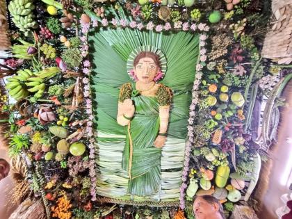 datta naik wins first place for the seventh time in the matoli competition artwork was created in the form of shri navadurga devi | माटोळी स्पर्धेत दत्ता नाईक सातव्यांदा प्रथम; श्री नवदुर्गा देवीच्या रूपात साकारली होती लक्षवेधी कलाकृती