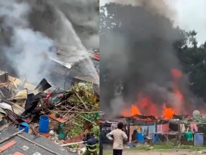 Massive fire breaks out in unauthorized huts in Mira Road, gas cylinder explodes | मीरारोड मध्ये अनधिकृत झोपड्यांना भीषण आग, गॅस सिलेंडरचा स्फोट Massive fire breaks out in unauthorized huts in Mira Road, gas cylinder explodes | मीरारोड मध्ये अनधिकृत झोपड्यांना भीषण आग, गॅस सिलेंडरचा स्फोट