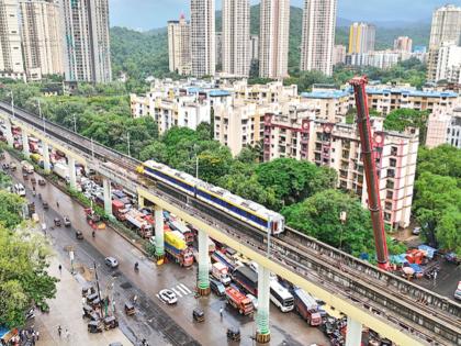 Metro on track on Ghodbunder line, trial run in September, in service by end of December | घाेडबंदर मार्गावरील ट्रॅकवर आली मेट्राे, सप्टेंबरमध्ये चाचणी, डिसेंबरअखेरपर्यंत सेवेत