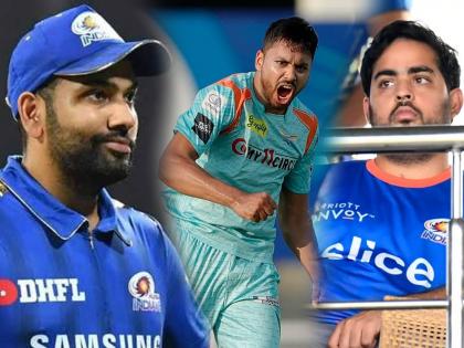 Mumbai Indians lost all 6 matches in IPL 2022 as Lucknow Super Giants wins Rohit Sharma Kieron Pollard KL Rahul Avesh Khan | Pollard Mumbai Indians Avesh Khan, IPL 2022 MI vs LSG: Rohit Sharma च्या 'मुंबई इंडियन्स'चा लाजिरवाणा प्रवास सुरूच... KL Rahul च्या लखनौ सुपर जायंट्सने १८ धावांनी केलं पराभूत