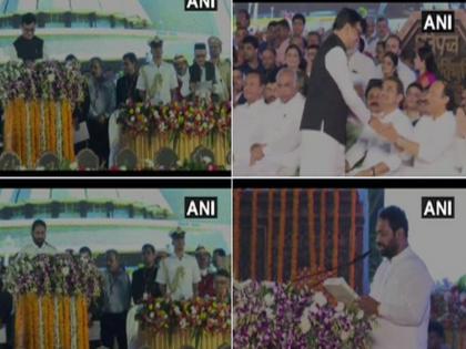 Maharashtra CM Oath Ceremony : Eknath Shinde, Subhash Desai, Jayant Patil, Chhagan Bhujbal, Balasaheb Thorat and Nitin Raut take oath as Ministers | उद्धव ठाकरे शपथविधीः 'टीम उद्धव'चा 'षटकार'; तीनही पक्षांच्या दोन-दोन 'खास' शिलेदारांकडून मंत्रिपदाची शपथ