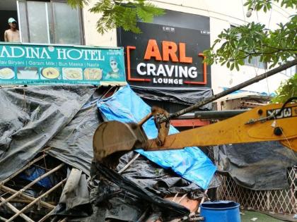 Mira Road: 3 illegal constructions of hookah parlors in Mira Road demolished    | Mira Road: मीरारोडच्या ३ हुक्का पार्लरची बेकायदा बांधकामे तोडली   