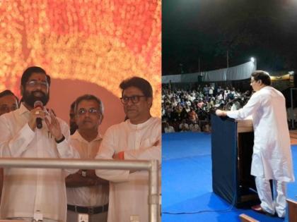 An audience said to MNS chief Raj Thackeray that you should focus on the issue of noise pollution, you are the CM Eknath Shinde | Raj Thackeray: "साहेब, तुमचेच मुख्यमंत्री आहेत..."; प्रेक्षकाचं विधान अन् राज ठाकरेंनी डोक्याला लावला हात