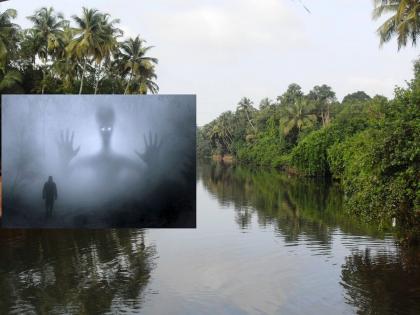 The talk in the village about the ghost sitting on the stone in the Rangali river, a shocking thing came to light | गावात चर्चा रंगली नदीतील दगडावर बसलेल्या भुताची, प्रत्यक्षात पाहताच समोर आली धक्कादायक बाब