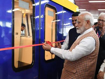 PM narendra Modi lays foundation stone for three metro lines in Mumbai | पंतप्रधान मोदींच्या हस्ते एकूण 3 मेट्रो मार्गिकांचं भूमिपूजन