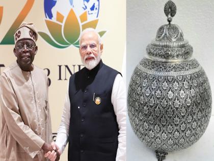 A silver Kolhapuri Panchamrit Kalash to the Nigerian President, a gift from Prime Minister Narendra Modi | नायजेरियन राष्ट्राध्यक्षांना चांदीच्या कोल्हापुरी पंचामृत कलशाची भुरळ, पंतप्रधान नरेंद्र मोदींकडून भेट 