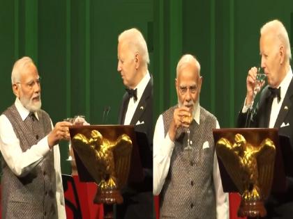 Narendra Modi America Visit: Cheers between Modi-Biden; What exactly is in the glass in PM Modi's hand? Find out | मोदी-बायडेन यांच्यात चीअर्स..; PM मोदींच्या हातातील ग्लासात नेमकं काय? जाणून घ्या...