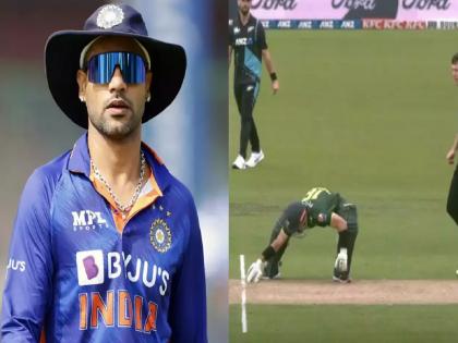 PAK vs NZ Pakistan's Mohammad Rizwan pulls off a short which is mocked by Team India's Shikhar Dhawan  | PAK vs NZ: कबड्डी कबड्डी कबड्डी...! रिझवानची 'गब्बर'नं उडवली खिल्ली; पाकिस्तानी चाहते संतापले