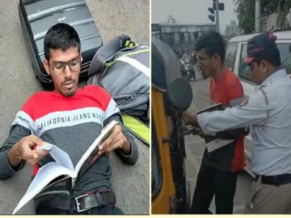 student protesting on Gandhigiri Road at Alka Chowk in Pune was sent home by the police at their own expense | VIDEO : गांधीगिरी मार्गाने आंदोलन करणाऱ्या विद्यार्थ्याला पोलिसांनी स्वखर्चाने पाठवले घरी