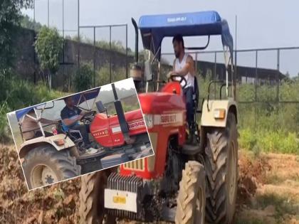  MS Dhoni enjoying his time in farming, watch here former captain's video  | MS Dhoni: धोनीचा 'शेतकरी स्वॅग'! ट्रॅक्टरचं स्टेअरिंग हातात घेऊन केली नांगरणी, VIDEO 