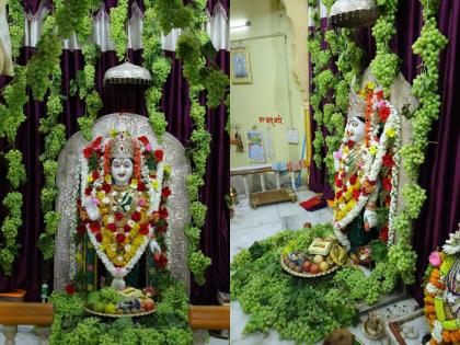 On the occasion of Papamochini Ekadashi, Decoration of a quintal of grapes to the idol of Sant Muktabai | पापमोचिनी एकादशीनिमित्त आदीशक्ती संत मुक्ताबाईला १ क्विंटल द्राक्षांची आरास