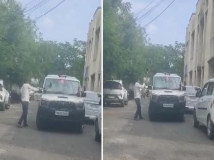 Nanded: 'शेतकऱ्यांची दिवाळी अंधारात'; संतप्त शेतकऱ्याने मुदखेड तहसिलदारांची गाडी फोडली