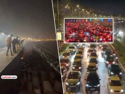 मुंबई: कोस्टल रोड प्रवेशद्वारावर अचानक लागली भीषण आग; वाहनांच्या लांब रांगा, प्रवाशांचे हाल - Marathi News | mumbai coastal road fire breaks out due to electrical short circuit northbound traffic diverted see details | Latest News at Lokmat.com