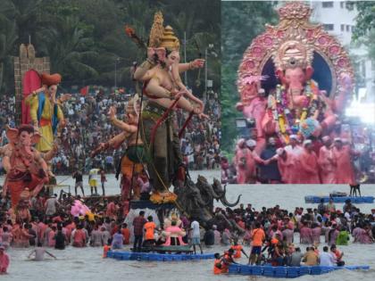 Ganpati Visarjan: Farewell to Ganesha amidst heavy rain and joy; Celebration of flowers with drums and drums in Mumbai | Ganpati Visarjan: भर पावसात, जल्लोषात गणरायाला निरोप; मुंबईत ढोल-ताशांसह गुलालाची उधळण Ganpati Visarjan: Farewell to Ganesha amidst heavy rain and joy; Celebration of flowers with drums and drums in Mumbai | Ganpati Visarjan: भर पावसात, जल्लोषात गणरायाला निरोप; मुंबईत ढोल-ताशांसह गुलालाची उधळण