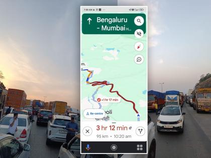 Huge traffic jams, hours-long delays, people holiday on the Mumbai-Pune Expressway itself | प्रचंड वाहतूक कोंडी, तासनतास खोळंबा, मुंबई-पुणे एक्सप्रेस वे वरच लोकांची सुट्टी वाया