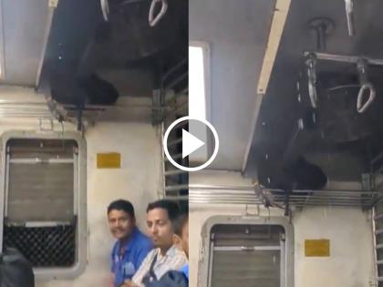 Leakage in local train on Western Railway due to continuous rain; Passengers travel soaked, video goes viral | सततच्या पावसामुळे पश्चिम रेल्वेत लोकलमध्ये गळती; प्रवाशांचा भिजत प्रवास, Video व्हायरल