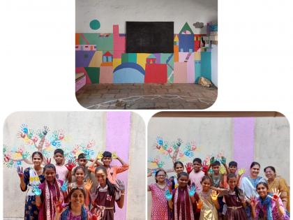 school in the vada district painted by dahisar organization | दहिसरच्या संस्थेने रंगविली वाड्यातली शाळा 