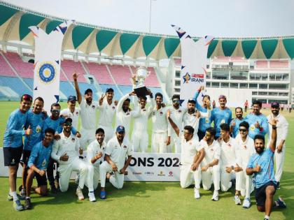 Ajinkya Rahane-led Mumbai defeated Ruturaj Gaikwad-led Rest of India in Irani Cup 2024 | Irani Cup 2024 : रहाणेच्या नेतृत्वात मुंबई 'अजिंक्य'! २७ वर्षांचा दुष्काळ संपवला अन् इराणी चषक उंचावला