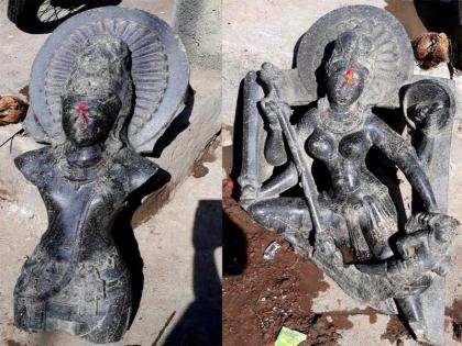 Lighting incidents: The idols found in the engraving | प्रकाशातील घटना : खोदकाम करताना सापडल्या मूर्ती