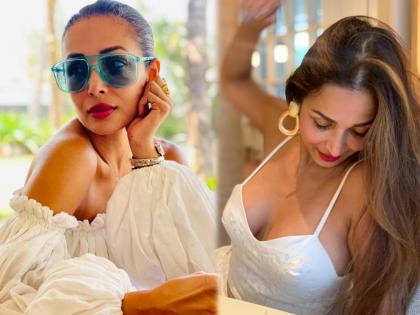 Malaika arora summer look white short and crop top | हाय गरमी...म्हणत मलायका अरोराने छोट्या ड्रेसमधील फोटो केला शेअर, फॅन्सची बोलती बंद...