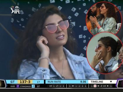 IPL 2022 GT vs KKR Live Updates : Mystery girl goes viral in Gujarat Titans vs Kolkata Knight Riders Match, See pics  | Mystery girl IPL 2022 GT vs KKR Live Updates : Hardik Pandya च्या संघाला चिअर करण्यासाठी मिस्ट्री गर्ल स्टेडियमवर पोहोचली, शिट्ट्या वाजवताना दिसली, Photo 