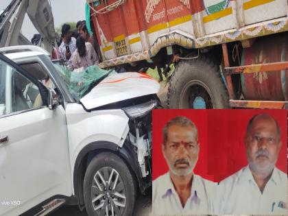 Hit by truck near Nagaj Fateh in Kavthemahankal taluka; Two killed | Accident News Sangli: देवदर्शनाहून परताना नागज फाट्याजवळ ट्रकला मोटारीची धडक; दोन ठार