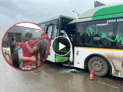 Bus collides head-on on BRT route on city road; 29 passengers including the driver were seriously injured | Pune: नगर रस्त्यावर बीआरटी मार्गात बसची समोरासमोर जोरदार धडक; चालकांसह 29 प्रवासी गंभीर जखमी