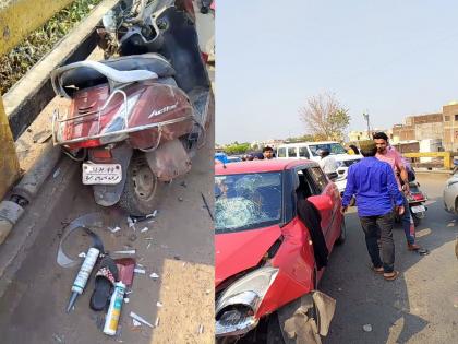 The thrill of the speeding car threw the two-wheeler brothers and sisters down from the bridge itself | भरधाव कारचा थरार, दुचाकीस्वार भाऊबहिणींना पुलावरूनच खाली पाडले