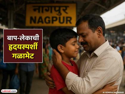 small kid who was lost in crowded nagpur railway met his father in short time | लाखोंच्या गर्दीत हरवलेला 'मुन्ना' काही मिनिटांत 'अण्णा'च्या गळ्यात; बापलेकांची भावनिक भेट