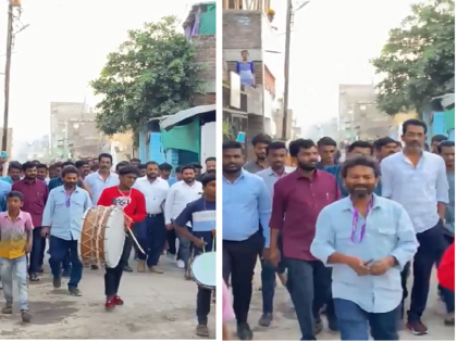 DholTasha's gajar Nagaraj Manjule's entry; Bhimanagar residents of Aurangabad were overwhelmed | घर, नागराज मंजुळे अन् ढोलताशाचा गजर; औरंगाबादेतील भीमनगरवासीय भारावले