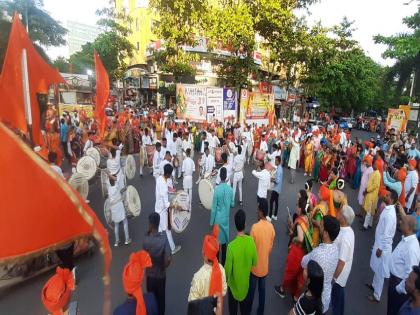 Welcome the new year with the sound of drums and cymbals; Procession in Vashi with Seawood, Sanpadya | ढोल-ताशांच्या गजरात नववर्षाचे जल्लोषात स्वागत; सीवूड, सानपाड्यासह वाशीमध्ये शोभायात्रा