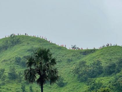 Unique protest by navi mumbai airport project victims; Human chain formed on Nandgaon hill | विमानतळ प्रकल्पग्रस्तांचे अनोखे आंदोलन; नांदगाव डोंगरावर तयार केली मानवी साखळी Unique protest by navi mumbai airport project victims; Human chain formed on Nandgaon hill | विमानतळ प्रकल्पग्रस्तांचे अनोखे आंदोलन; नांदगाव डोंगरावर तयार केली मानवी साखळी