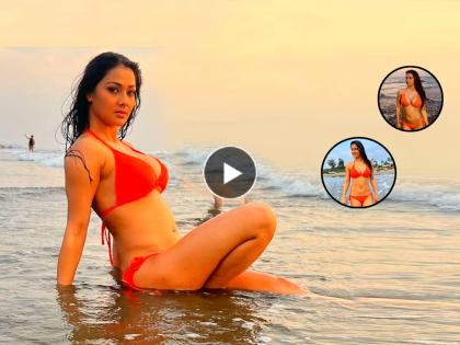 Bold actress Namrata malla dance on besharam rang in orange bikini after Deepika Padukone faces criticizm does sexy moves on song | Namrata Malla Hot Dance: Besharam Rang चा वाद शमेना, तोच नम्रताने समुद्रकिनारी केला भलताच Bold डान्स, तुम्ही पाहिलात का?