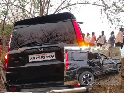 accident news Scorpia rolled over at the sound of Evertech Four killed, four injured | ओव्हरटेकच्या नादात स्कॉर्पिअेा उलटली; चार ठार, चार जखमी; देऊळगाव राजातील दगडवाढी फाट्यानजीकची घटना