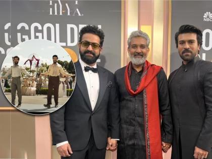 Golden globe awards 2023 RRR starrer Ram charan reaction on naatu naatu song won award | Golden Globe Awards 2023: ‘RRR’ मधील ‘नाटू नाटू' गाण्याला पुरस्कार मिळताच, राम चरण म्हणाला-आणि आम्ही...