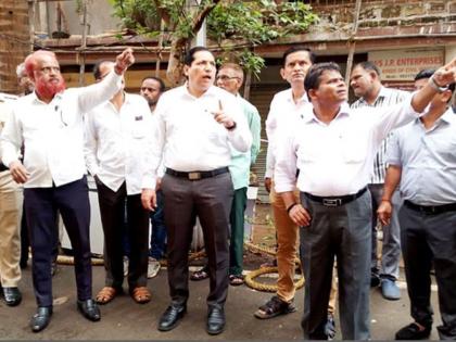 Sandeep Naik inspected 'that' disaster building in Nerul | नेरूळ मधील 'त्या ' दुर्घटनाग्रस्त इमारतीची संदीप नाईक यांनी केली पाहणी