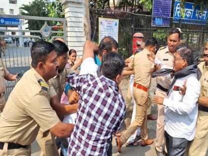 protest of project victims in front of CIDCO Bhawan in navi mumbai | सिडको भवनसमोर प्रकल्पग्रस्तांचे जीवनत्याग आंदोलन